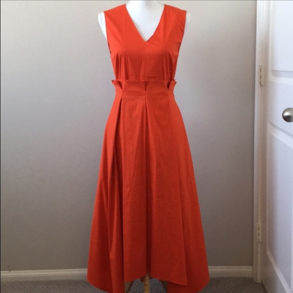 NWT Halogen Orange Midi Asymmetrical Dress Nordstrom Coastal